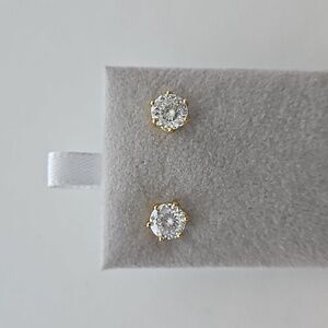 1ct x2 Russian Cut Earrings, 18k Yellow Gold Plating